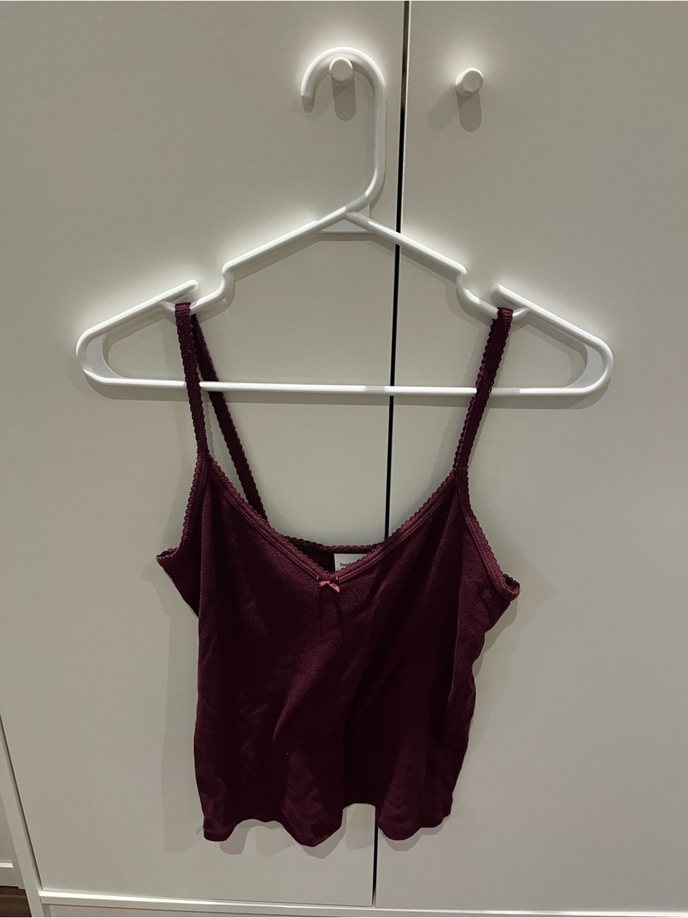 Aritzia Sunday Best Ribbed Tank with Lace Trim and Bow